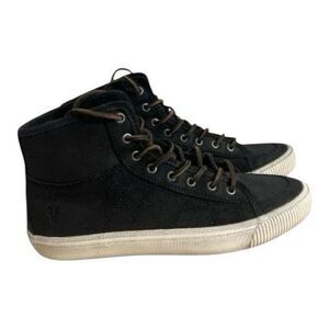 FRY MILLER Black Leather Hi-Top Shoes Men Size 8 Leather Laces Casual Shoes